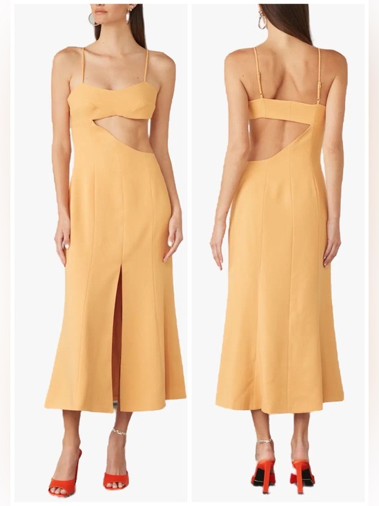 Atoir Dresses & Skirts - NWT Atoir Laura Dress Side Cut Out Mango Orange Midi Sz 2